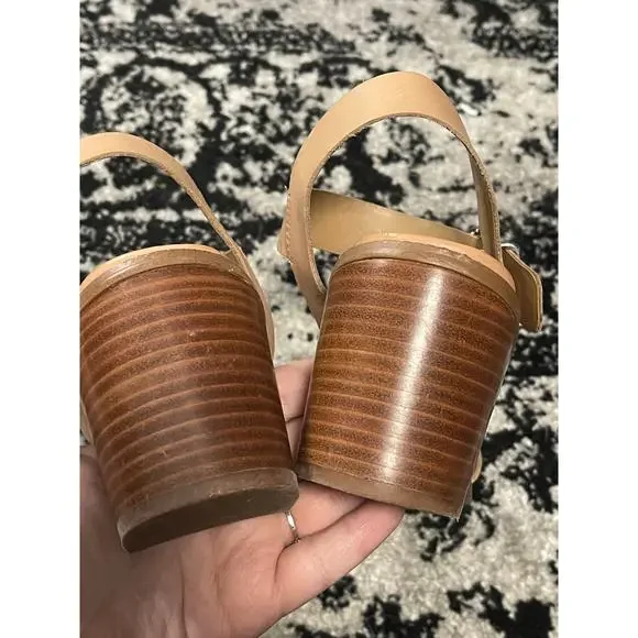 Franco Sarto Leather Black Heel Sandals Sz 9.5 - Picture 4 of 8